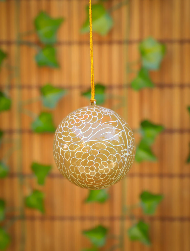 Round Hand-Painted Paper Mache Ball Ornament - 6 Styles