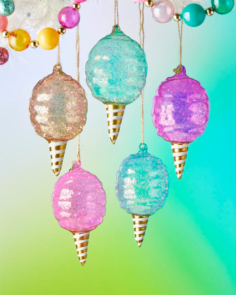Glass Cotton Candy Ornament - 4 Colors