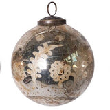 4" Round Etched Mercury Glass Ball Ornament - 3 Styles