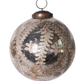4" Round Etched Mercury Glass Ball Ornament - 3 Styles
